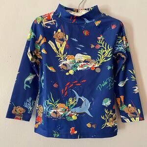 Polo Ralph Lauren Navy Blue Polo Bear Jersey Rash Guard Swimming Boy's size 2T